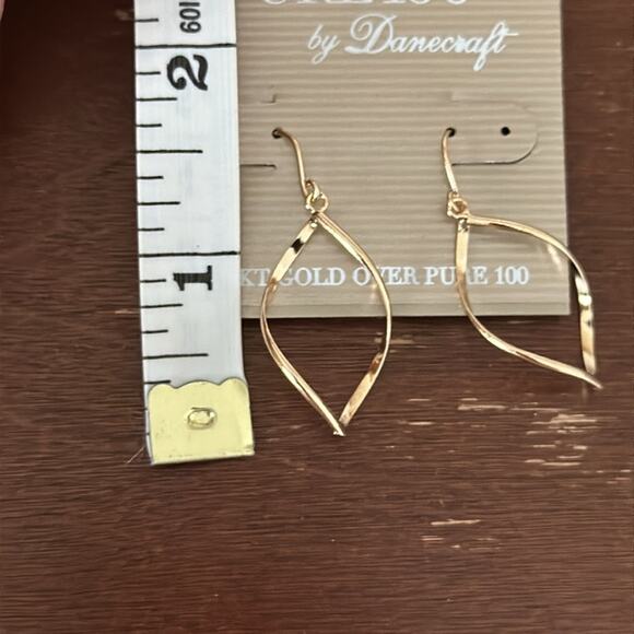 Pure 100 by Danecraft | Gold Oval Dangling Earrings NWT - Picture 4 of 4